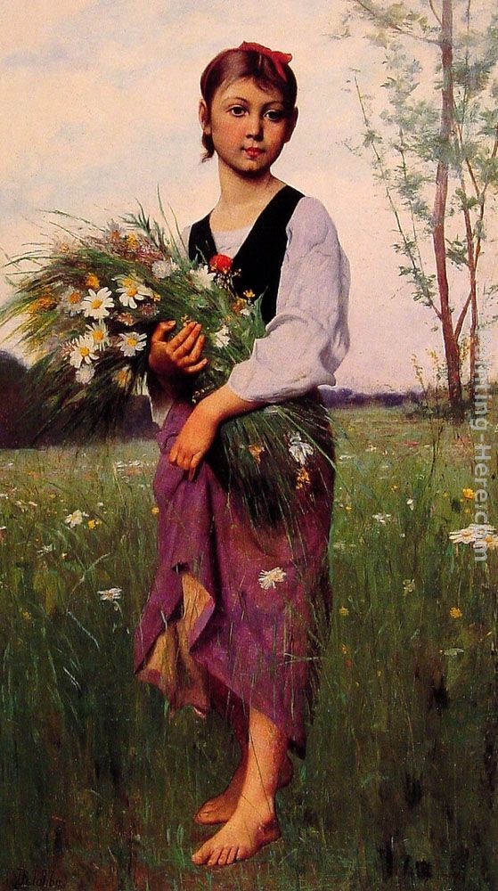 Francois Alfred Delobbe The Flower Picker